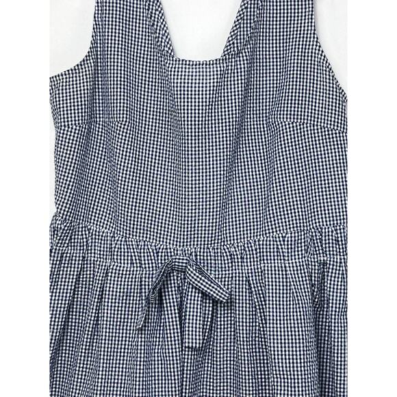 Molly Bracken Women's Large White/Blue Gingham Check Knee Length Summer Dress - Picture 8 of 9